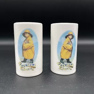 Vintage Salt & Pepper Shakers - Morton Salt Boy In Rain Coat Premium Since 1876 • $10