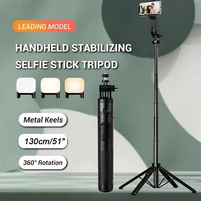 51  Selfie Stick Tripod Stand LED Lights For IPhone/Samsung Video Recording Vlog • $24.96