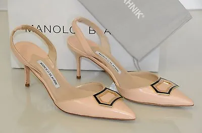 New MANOLO BLAHNIK  Carolyne Light Beige Nude Leather SHOES BB Heels 37 • $315