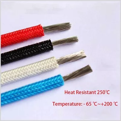 Heat Resistant 250℃ Fibreglass Cable 0.3mm ²~ 25mm ² High Temp Parts Knit Wire • $267.55