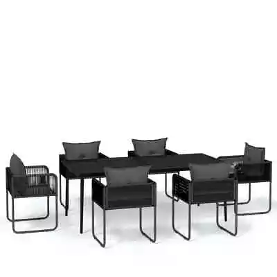 7-Piece Outdoor Dining Set Garden Patio Chairs Table Furniture Setting Black • $856.16