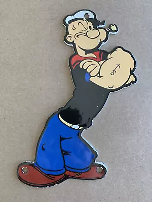 Vintage Popeye Cartoon Sailor Motor Oil Soda Pop Gas Oil Disney Porcelain Sign • $0.99