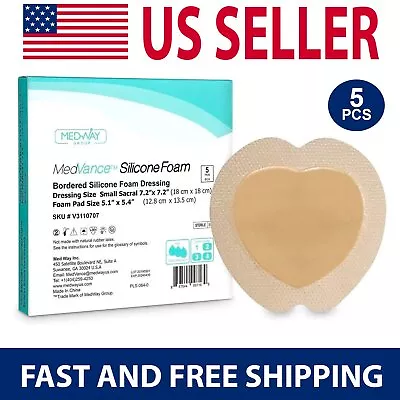 MedVance Silicone Bordered Adhesive Sacral Wound Dressing 7 X 7  Box Of 5 • $18.89