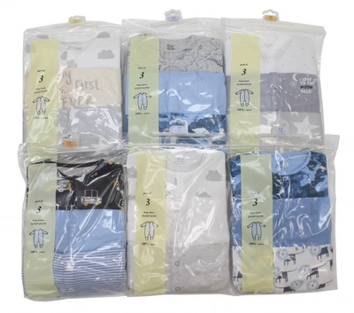 £9.99 • Buy Baby Boys Girls Ex High Street 3 Pack Baby Grows Sleepsuit NB 0-24 Months