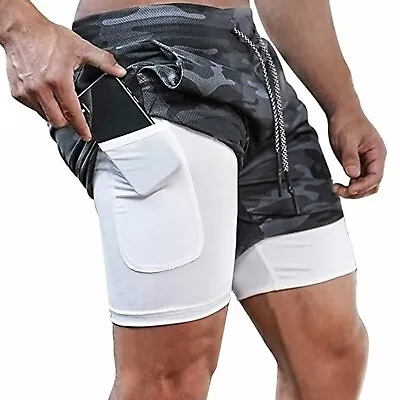 Men's Fitness Compression Shorts Gym Sports Training Workout Running Chino Pants • $14.99