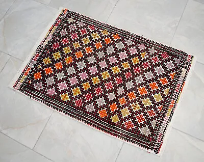 2x3 Rug HandMade Turkish Rug Braided Sofreh Rug Vintage Small Rug 1′11″ X 2′10″ • $99