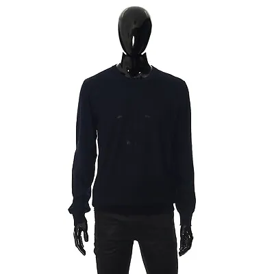 BRIONI 820$ Navy Blue Crewneck Sweater - Virgin Wool • $395
