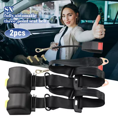2* Set Safety 3 Point Retractable Car Seat Lap Belt Adjustable Kit Universal • $33.69