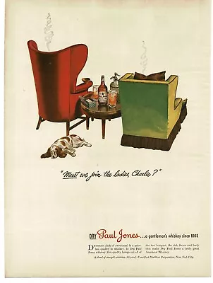 1944 Paul Jones Whiskey 1940s Mid-Century Modern Furniture Art Vintage Print Ad • $15.33