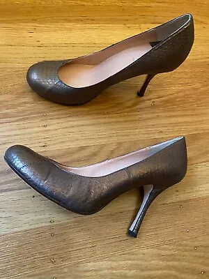 Max Studio Women's Bronze Embossed Leather High Heel Size 8.5M • $24.99