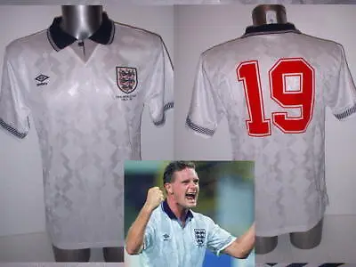 England 1990 Gascoigne Gazza Retro Shirt Jersey NEW S M L XL Football Score Draw • £64.99