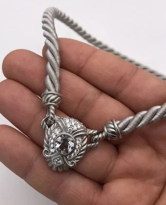 $20.50 • Buy Judith Ripka Sterling Silver Clear Quartz & Cubic Zirconia Silk Rope Necklace 18