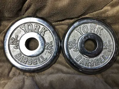 Vintage York Barbell 2.5lb 2.5 Standard Weight Plates CHROME 1  Weights • $23
