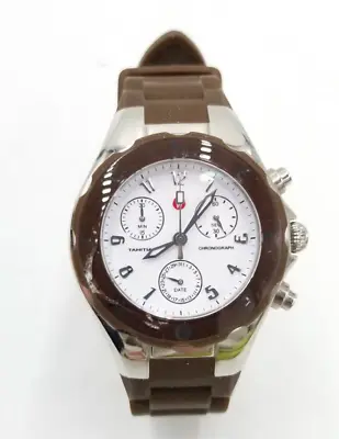 Michele Brown Jelly Band White Dial Chronograph Watch  6.5  To 8.25  • $124