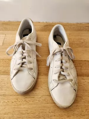 Women's Adidas 'Sleek' Leather Sneakers In White Size US8 • $5.95