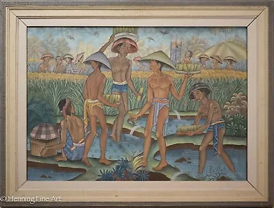 Gorgeous Vintage Balinese Indonesian Ubud Oil Painting Signed  W. Nomer  Fine! • $525