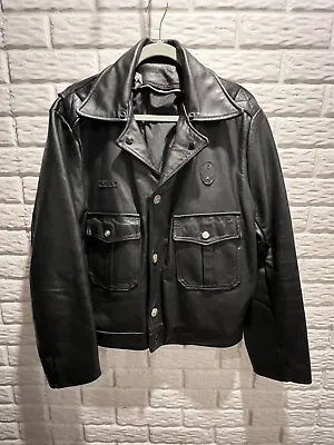 Dean's Crew Vintage Leather Police Jacket Large Size 42 MADE IN USA • $139