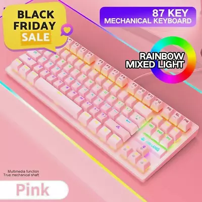 Mechanical Gaming Keyboard Wired 87 Keys RGB Backlit Full Anti-ghosting PC PS4 • $19.99