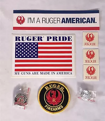 Ruger Swag 8 Lot Gun Show Stickers Decal Lapel Pins Eagle 70 Years Patch Tattoos • $13.95