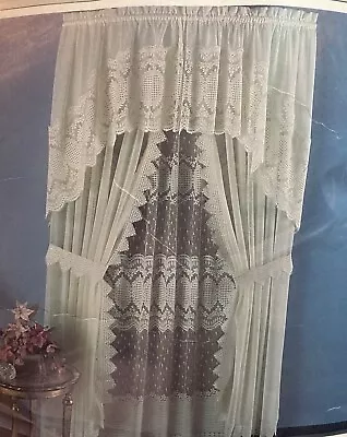 VTG Ivory Lace Curtain Priscilla 126X84 W/Swag Valance NIB Grannycore Cottagecor • $15