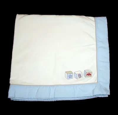 VINTAGE Gymboree PLAYROOM Baby Boy Blanket Cream Blue 3 Blocks Car Star  B  2002 • $43.96