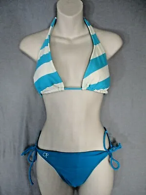 Ocean Pacific Bikini Swimsuit Junior Large 11/13 2 Piece Triangle Top String Tie • £7.17