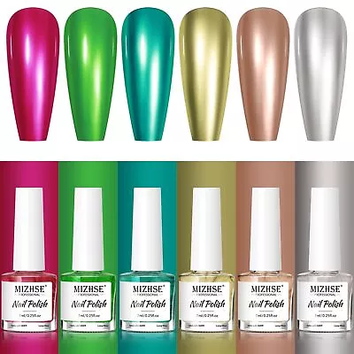 MIZHSE Chrome Nail Polish Set 6 Colors Mirror Nail Polish For Nail Art Silver... • $18.74