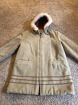 Hudsons Bay Company Womens Coat Flaws/Holes Vintage Size 14 Hood Pockets Zip • $55