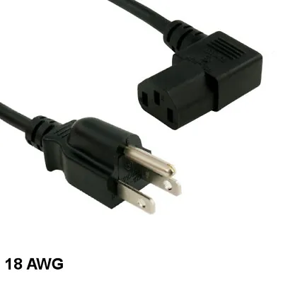 Kentek 6Ft 90 Degree Power Cord NEMA 5-15P To IEC320 C13 18AWG Universal Cable • $8.21