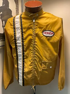 Vintage Honda Yellow Racing Windbreaker Mens Medium LA-Mart Sportswear 70s • $29.90