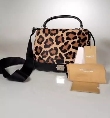 Michael Kors Collection Black Mia Leopard Calf Hair Crossbody Shoulder Bag NWT • $365