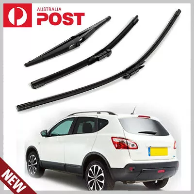 3pcs Front Rear Windscreen Wiper Blades For Nissan Dualis +2 J10 JJ10 2006-2013 • $15.99