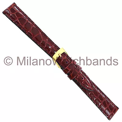 14mm Morellato Crocodile Grain Bordoux Padded Leather Ladies Watch Band 751 • $22.45