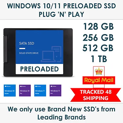 £13.90 • Buy SSD Windows 10/11 Pre-Installed - NEW - 128GB 256GB 512GB 1TB - Hard Drive HDD