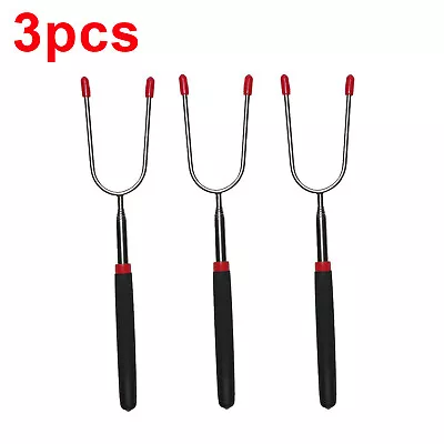 3Pcs BBQ Roasting Sticks Camping Telescoping Marshmallow Hot Dog Fork Sticks • $9.30