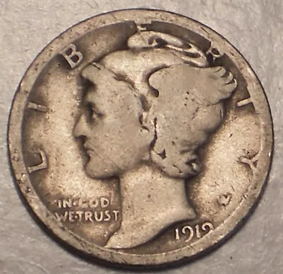 1919 S Mercury Dime Circulated 90% Silver  Good • $8.95