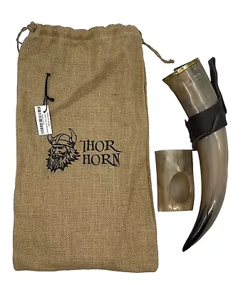 Thor Horn Large Viking Drinking Horn With Stand 20 Oz Natural Ox Horn Hand Made • $49.50