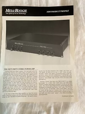 1988 Mesa Boogie New Product Profile Promo 50/50 Stereo Power Amplifier • $13.59