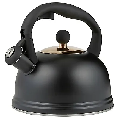 New Typhoon Living Stove Top Otto Whistling Kettle 2.0 Litre Black Free Post • $58