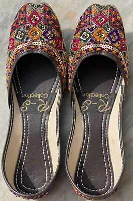 Beaded Embroidered Khussa Shoes For Women US Size 8.5 Handmade Khussa Jutti • $23.50