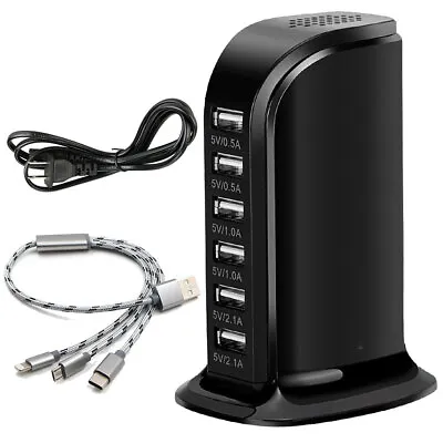 6 Port Multi USB Charger Station Desktop Fast Charging Hub Tower Adapter Travel • $18.99