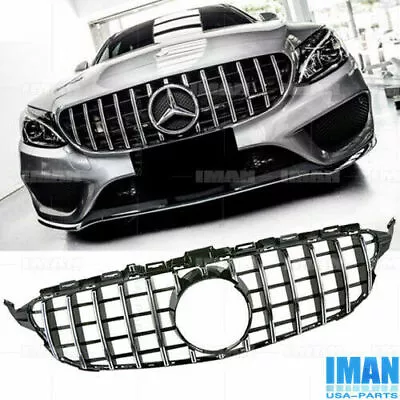 Chrome GT R AMG Design Grille Grill Fit Mercedes W205 C180 C200 C250 C300 15-18 • $55.99