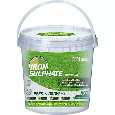 Iron Sulphate Lawn Feed Tonic Grass Greener Turf Moss Killer Water Soluble - 1KG • £9.99