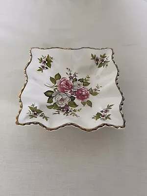 £5 • Buy James Kent Old Foley Harmony Rose Staffordshire Dish Gold Trim Small Square Dish