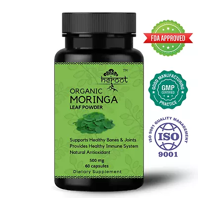 Organic Moringa Leaf Capsule 500mg Natural Antioxidant Rich Weight Loss 60 Cap   • $28.99