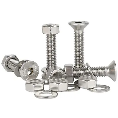 £5.60 • Buy M5 M6 M8 M10 Socket Countersunk Screws Hex Nuts & Washers Kit A2 Stainless Steel