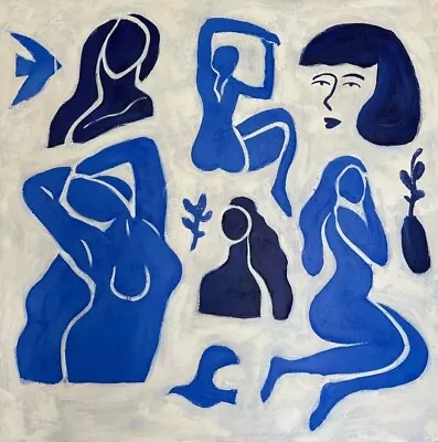 40x40  Large Abstract Matisse Style Paintings On Canvas Minimalist | HEN-PARTY • $377.49