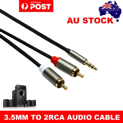 Premium 1 RCA To 2 RCA Subwoofer Audio Cable Y Splitter Cord Lead Gold Plated • $5.99