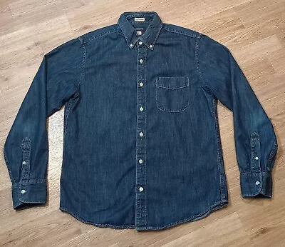 J Crew Denim Shirt Mens Medium Slim Untucked Chambray Button Down Blue Jean M • $29.99