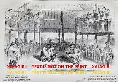 Philippines Manila Cock Fighting City Views 1850s Antique Engraving Print • $129.95